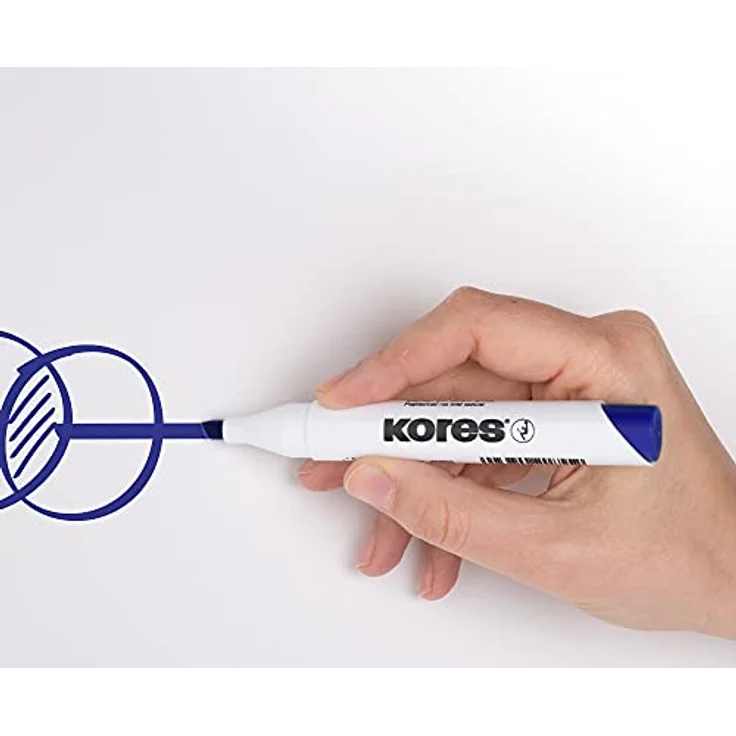 KORES Whiteboard Marker M20803, Set mit 6 Farben (pink, violett, türkis, braun, hellgrün, orange), 3-5mm Keilspitze, schnell trocknende Tinte, rückstandslos entfernbar – Bild 5