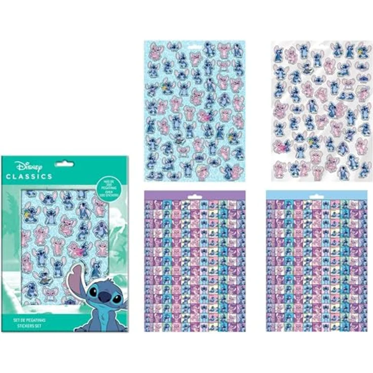 Cerda Disney Stitch Sticker Set, 300-tlg. Aufkleber für Basteln und Deko für Kinder – Bild 1
