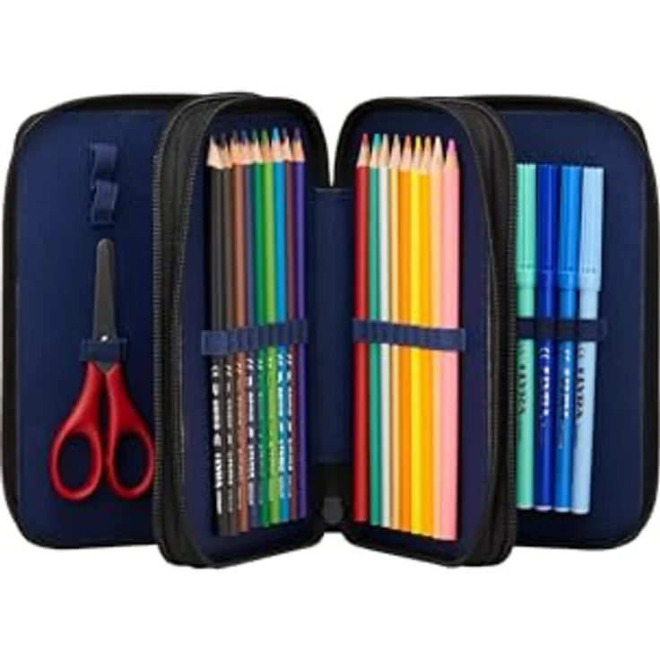 ergobag Maxi Mäppchen Set 40-Teilig, Lyra Bunt- und Filzstifte, Kleingeld Fach, Lineal, Schere TaekBärdo - Grau, Federmäppchen mit umweltfreundlichen Materialien – Bild 4