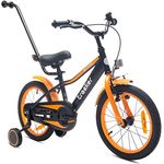 sun baby Jungenfahrrad 16 Zoll Tracker Bike mit Stützrädern und Schubstange (Neon Orange)