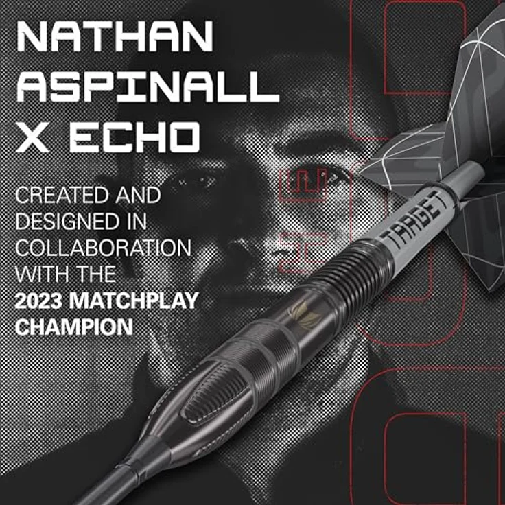 Target Darts Nathan Aspinall x Echo 90% Tungsten Steel Tip Dart Set – 24G, Pro Grip Shafts & Pro Ultra No.2 Flights, inkl. SP Tool – Bild 2