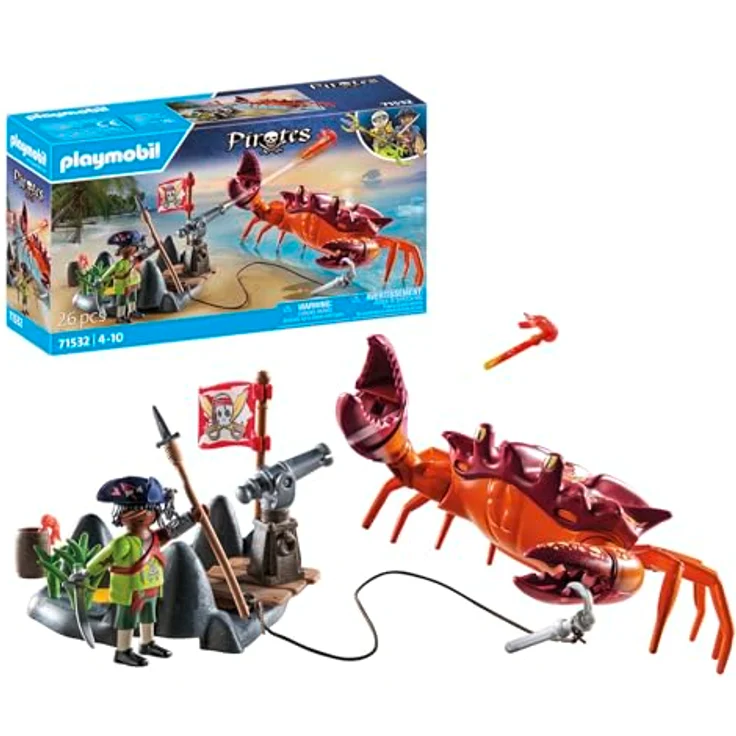 PLAYMOBIL Pirates 71532 Kampf gegen die Riesenkrabbe, epische Seeschlacht, inklusive Kanone, Haken-Geschoss und Säbel, detailreiches Piraten-Spielzeug für Kinder ab 4 Jahren – Bild 1