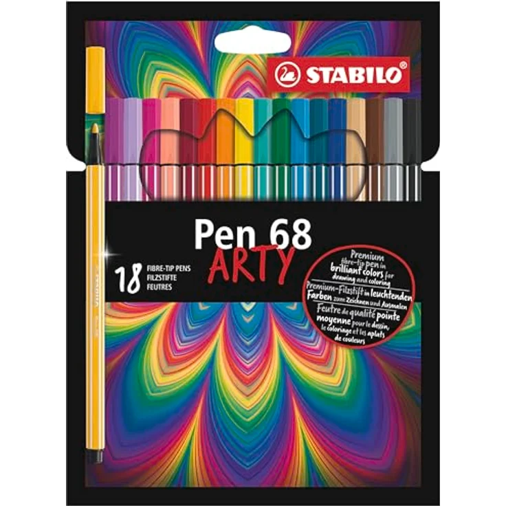 STABILO Faserstift STABILO Pen 68 ARTY Filzstift - M - 1 mm - 18er Set - Hohe Farbbrillanz - 18 verschiedene Farben – Bild 2