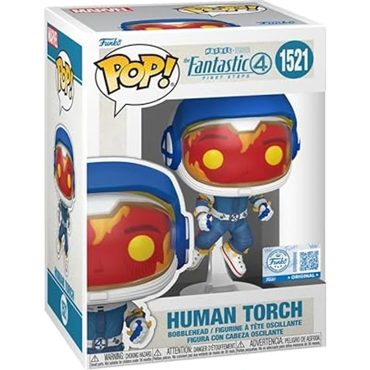 Funko Sammelfigur Marvel The Fantastic 4 Human Torch, detaillierte Sammlerfigur mit feuriger Darstellung in Fensterbox – Bild 3