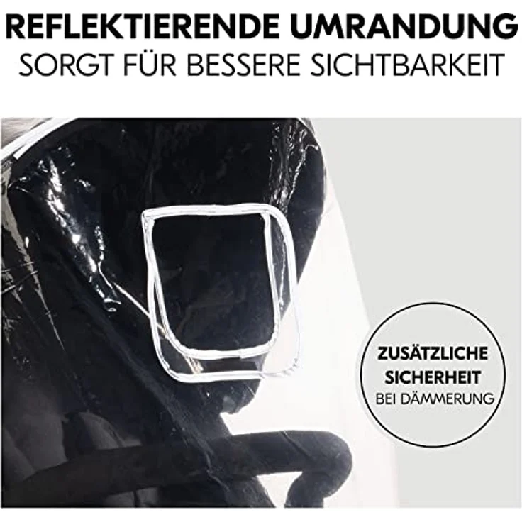 Hauck Universal Regenschutz Buggy mit 3 Rädern, Reflektierende Umrandung, Kontakt-Fenster, Gute Luftzirkulation, Einfache Befestigung, Kompatibel mit hauck Runner Serie, Transparent – Bild 5