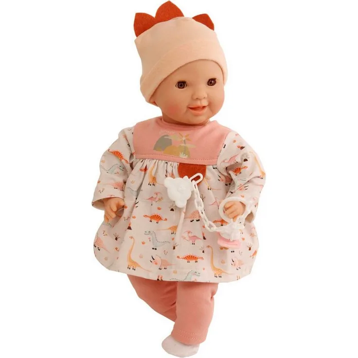 Schildkröt Babypuppe Schnullerbaby Lenchen 37 cm, Malhaar, braune Schlafaugen, hübsch gekleidet, NEU 2025