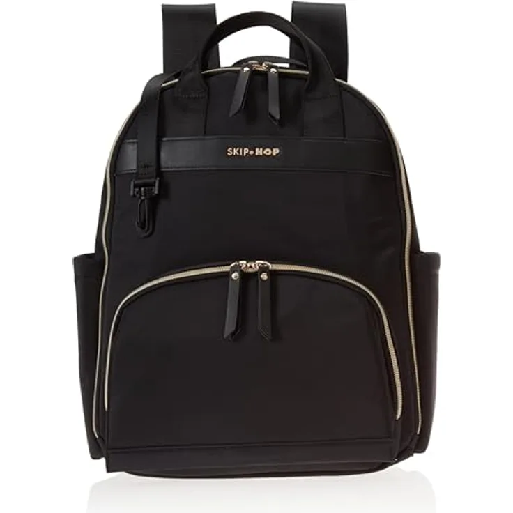 Skip Hop Envi Luxe Eco Wickelrucksack, schwarz, nachhaltig aus recycelten Materialien, 10 Taschen und Fächer, leicht zugängliches Fach für Feuchttücher