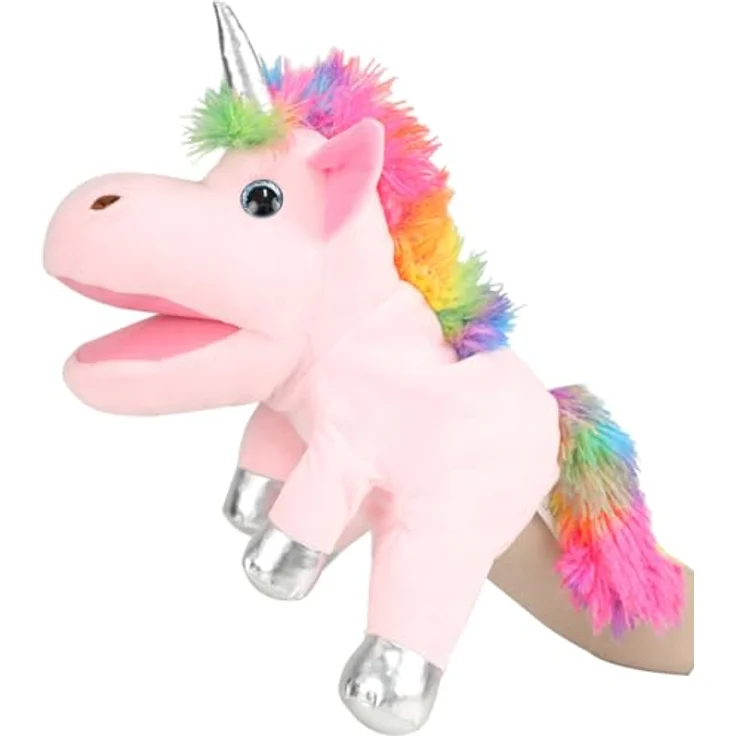 LOMTRATS Einhorn-Handpuppen für Kinder, 30 cm mit beweglichen offenen Mündern aus Plüsch für fantasievolles Spiel und Geschichtenerzählen – Bild 1