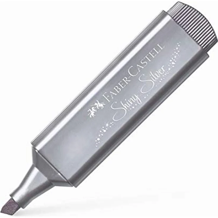 Faber-Castell Marker TL 46 Textmarker, silber, Metallische Tinte auf Wasserbasis, 3 Strichstärken (1/2/5 mm), Langlebige Keilspitze – Bild 1