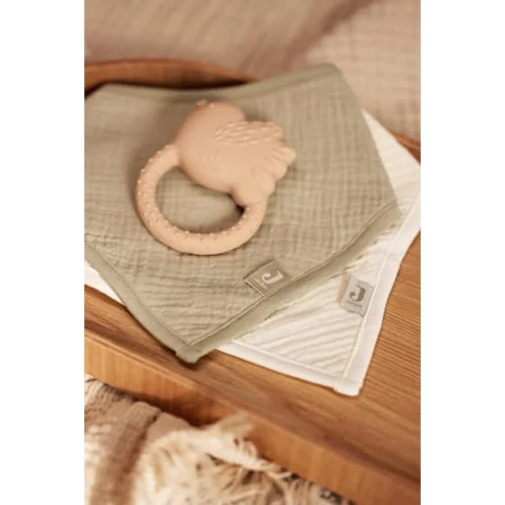 Jollein Sabberlätzchen Baby Bandana mit Klettverschluss, 2er Pack - Hydrophil, 100% Baumwolle, Olive Green/Oatmeal – Bild 4
