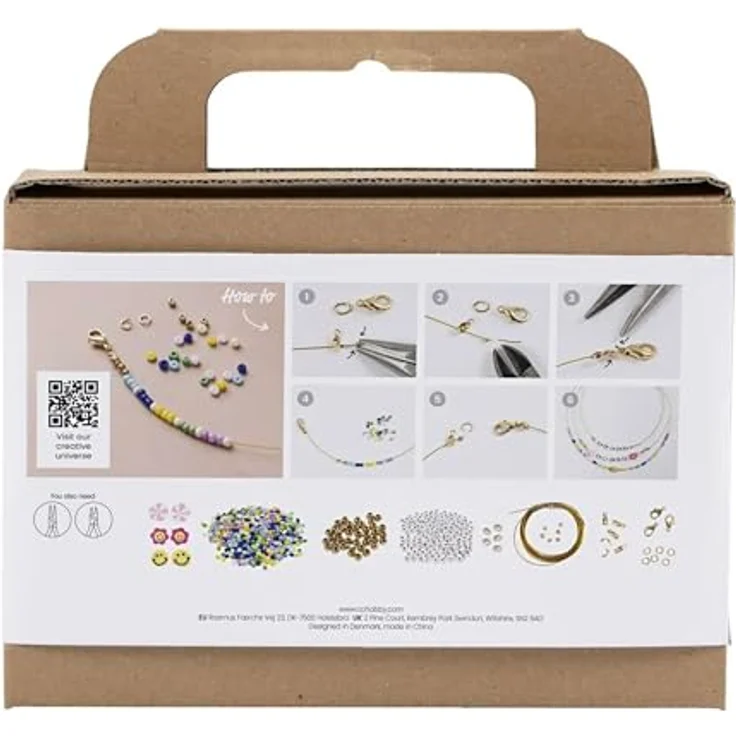 creativ company Kreativset Mini Bastelset Schmuck, Halsketten mit Süßwasserperlen, Holzperlen, Buchstabenperlen und Anleitung – Bild 2