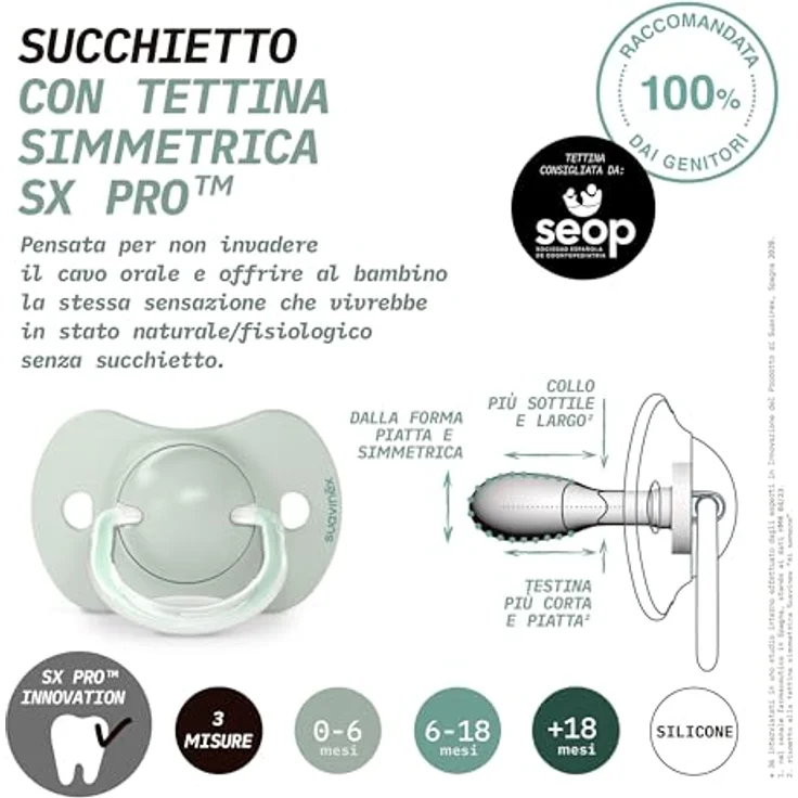 Suavinex Walk 6-18 m Schnuller Green 2 St. - fördert gesunde Zahn- und Gaumenentwicklung, symmetrische Form für freies Atmen – Bild 5