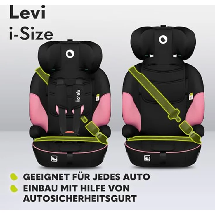 lionelo Autokindersitz LEVI I-SIZE, i-Size, für Kinder von 15 Monaten bis 12 Jahre, bis 18,00 kg, Universell passend, passt in alle Autos – Bild 3