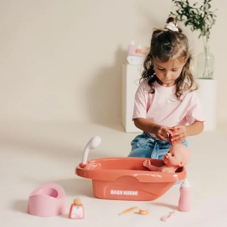 Smoby Baby Nurse Puppen-Badewanne, 8-teiliges Set mit Zubehör für Rollenspiele, aus recyceltem Material, für Kinder ab 3 Jahren, in Frankreich gefertigt – Bild 5
