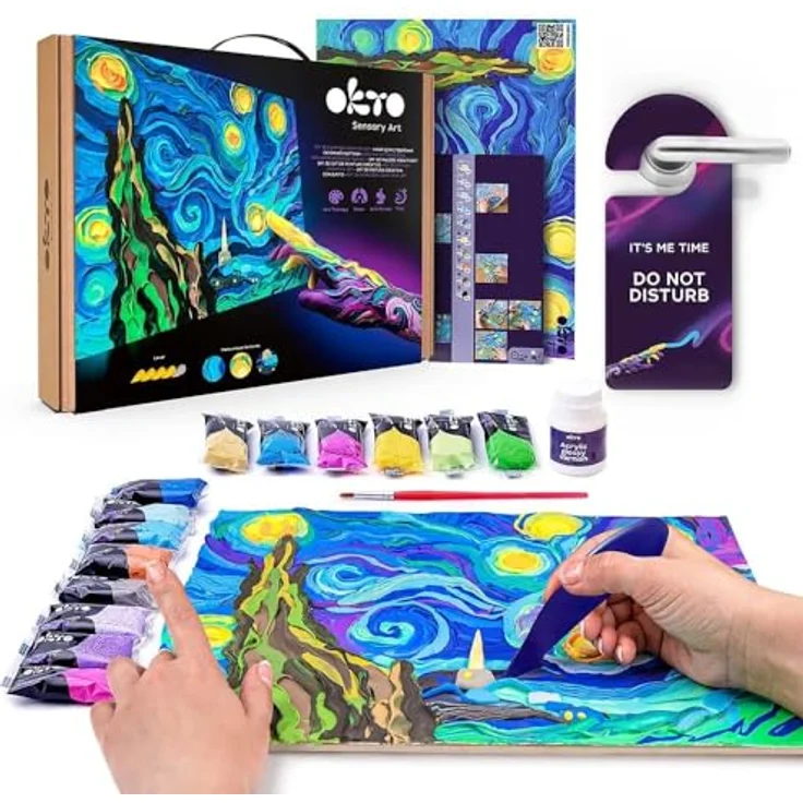 Okto Sensory Art Creative Set Starry Night, Malvorlagen mit einzigartiger, nicht klebender Massemischung und harmonischen Farbübergängen – Bild 2