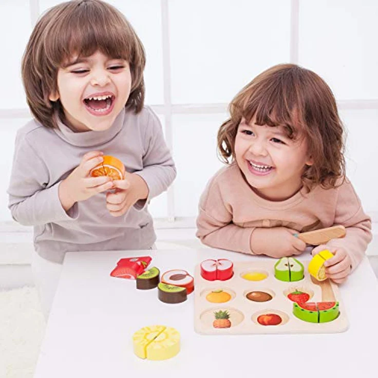 Classic World Set zum Schneiden von Früchten, Mehrfarbiges Holz-Küchenzubehör für Kreativität, Vorstellungskraft, Kognition und Sensorik, 2-6 Jahre – Bild 3