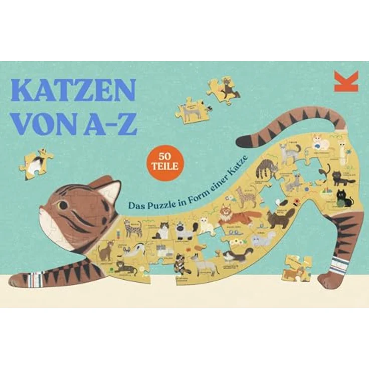 Laurence King Verlag Katzen von A bis Z, Puzzle in Form einer Katze mit 58 großen Teilen für kleine Hände – Bild 1