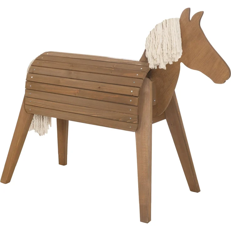 roba Outdoorpferd aus Massivholz - Wetterfestes Holzpferd für den Garten - Voltigierpferd zum Reiten, Klettern und Turnen - Holzspielgerät - Teakfarben – Bild 7