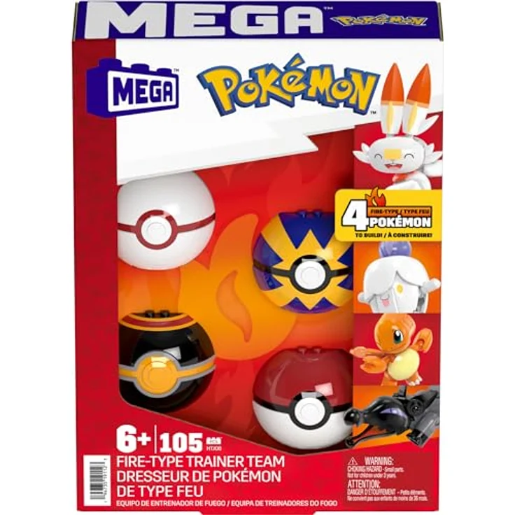 Pokémon MEGA 4 Feuer-Typ Set, Klemmbausteine mit 105 Teilen, für Kinder ab 6 Jahren – Bild 6