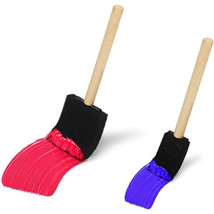 Kurtzy Schaumstoff Stupfpinsel Set, 20er Pack in zwei Größen mit Holzgriffen, abgerundete Pinselköpfe für präzises Malen mit Acryl, Öl und Aquarellen – Bild 3