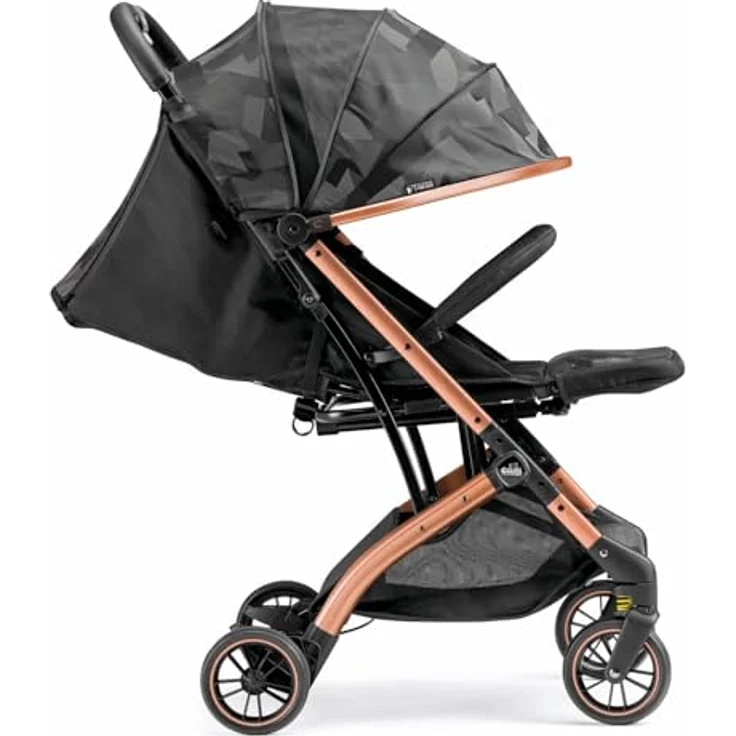 CAM Il Mondo del Bambino - art. 832/T194 - Sportwägen Compass 2. 0 - perfekt von 0 bis 4 Jahren - geschlossen kann es wie ein Trolley transportiert werden - JACQUARDSCHWARZ – Bild 4