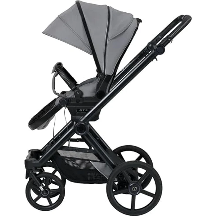 Hartan Kinderwagenset IVY GTR Outdoor, Grau, 3-teilig, mit Liegewanne, höhenverstellbarem Schiebergriff, Federung und 5-Punkte-Gurt – Bild 5
