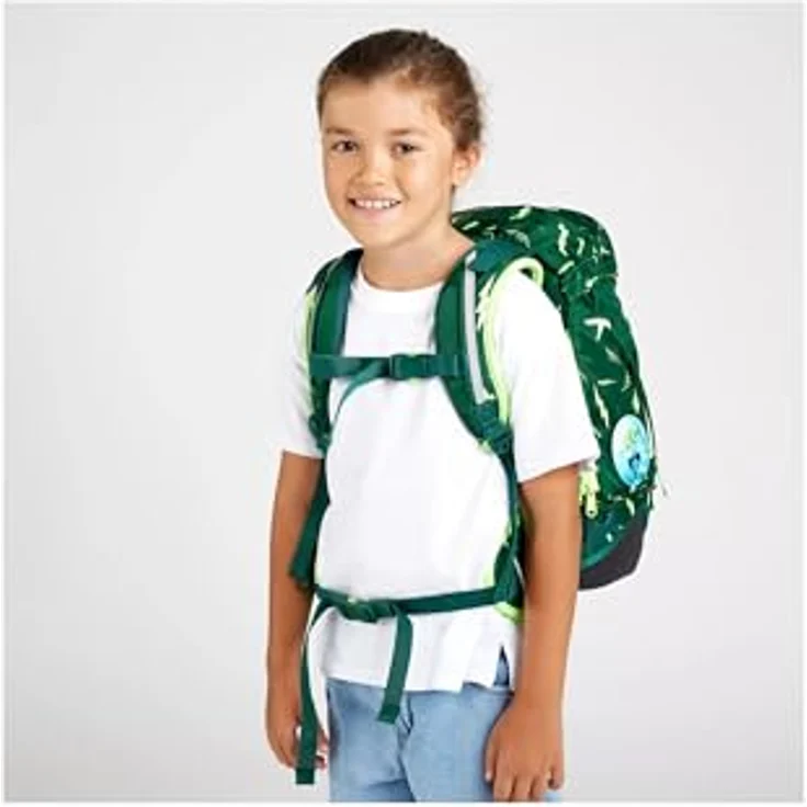 ergobag Schulrucksack Pack, ergonomischer 6tlg. Rucksack für Schulkinder 100-150 cm, recyceltes Material, inkl. Federmäppchen und Schlamperrolle – Bild 6