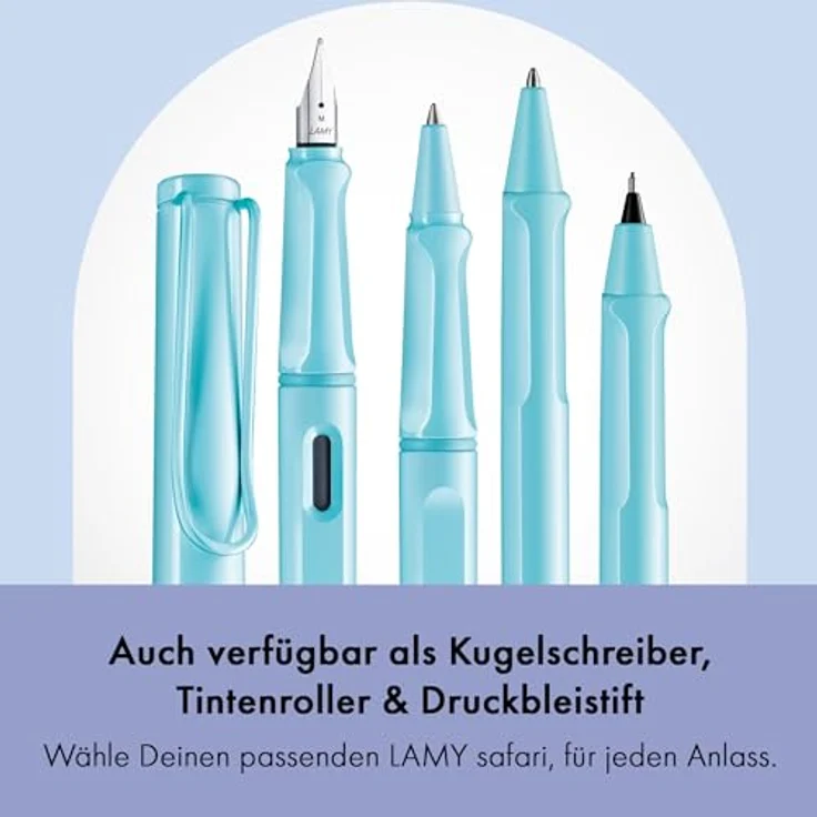 Lamy Füller Safari Aquasky F, ergonomisches Design mit polierter Stahlfeder, nachfüllbar, blau – Bild 6