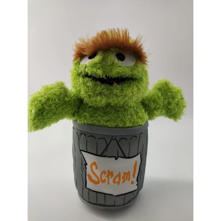 Sesamstrasse Kuscheltier 35 cm Oscar in der Mülltonne Grün, Super weicher Plüsch Stofftier für Kinder