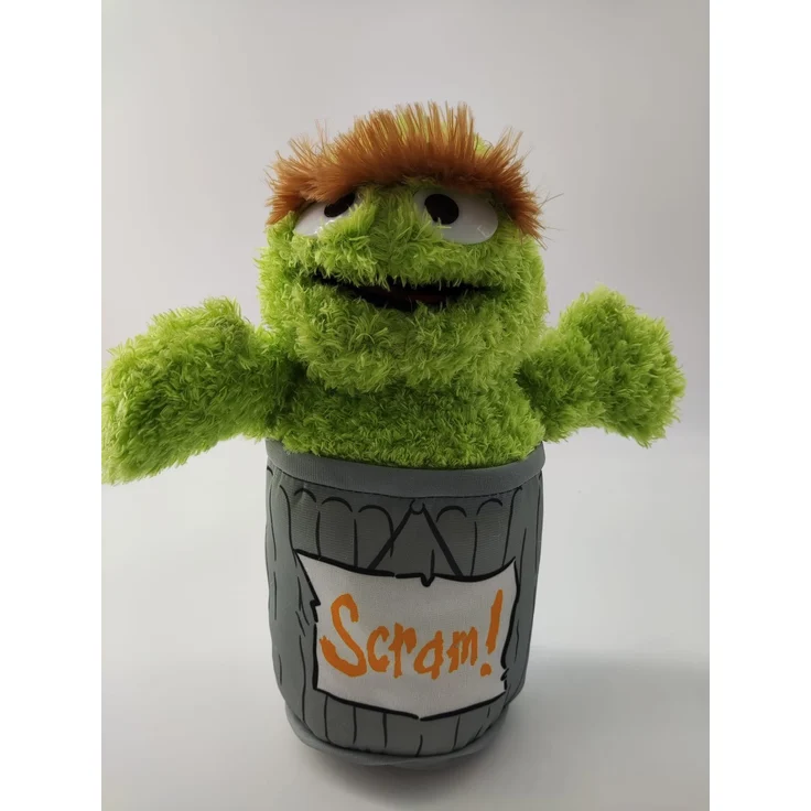 Sesamstrasse Kuscheltier 35 cm Oscar in der Mülltonne Grün, Super weicher Plüsch Stofftier für Kinder