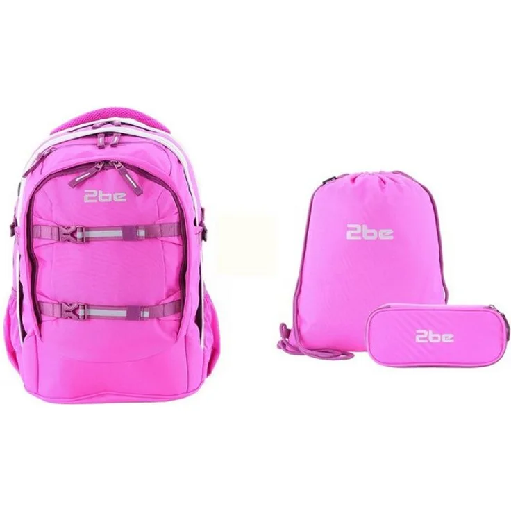 2be Schulrucksack Set, 3-teilig mit Turnbeutel und Federmäppchen, leicht, reflektierend, mit speziellen Fächern für Schlittschuhe und Masken, coole Drucke