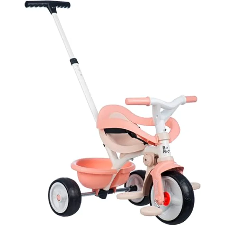 Smoby Be Move Komfort Rosé, Mitwachsendes Dreirad für Kinder ab 10 Monaten mit Schubstange und Sicherheitseinrichtungen