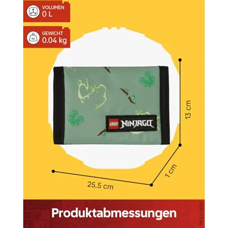 SKANDO BAGS LEGO® NINJAGO® Portmonee, Spinjitzu Master Cardholder mit Klettverschluss & Münzfach, leicht und robust für Kinder – 13 x 25,5 cm – Bild 3