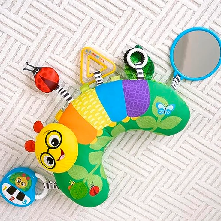 Baby Einstein Cal-a-Pillow™ Tummy Time Aktivitätskissen, Kinderkissen mit 9 multisensorischen Elementen, geeignet für Babys von 0-12 Monaten, abwischbar, dreisprachig (Englisch, Spanisch, Französisch) – Bild 10