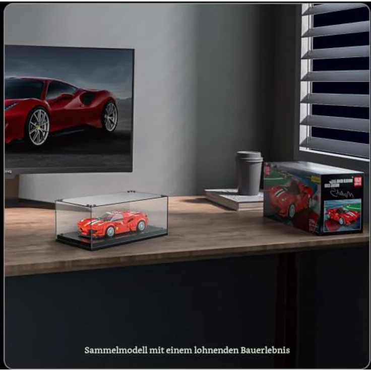 Mould King Technik Speed Champion F488 GTB Rennwagen, Klemmbausteine Set mit 329 Teilen und Acryl-Vitrine – Bild 3