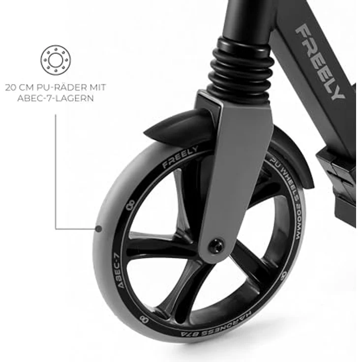 Kinderkraft Freely Scooter, Klapprichtung bis 100 kg, höhenverstellbar, schwarze PP-Räder, ab 3 Jahren – Bild 5