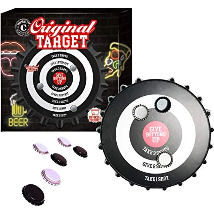 Original Target | Magnetische Zielscheibe mit Spielfiguren | Premium Qualität | Geschicklichkeitsspiel mit 6 Bierkapseln | Trinkspiel | Aperitif | Party | House Party | OriginalCup® – Bild 2