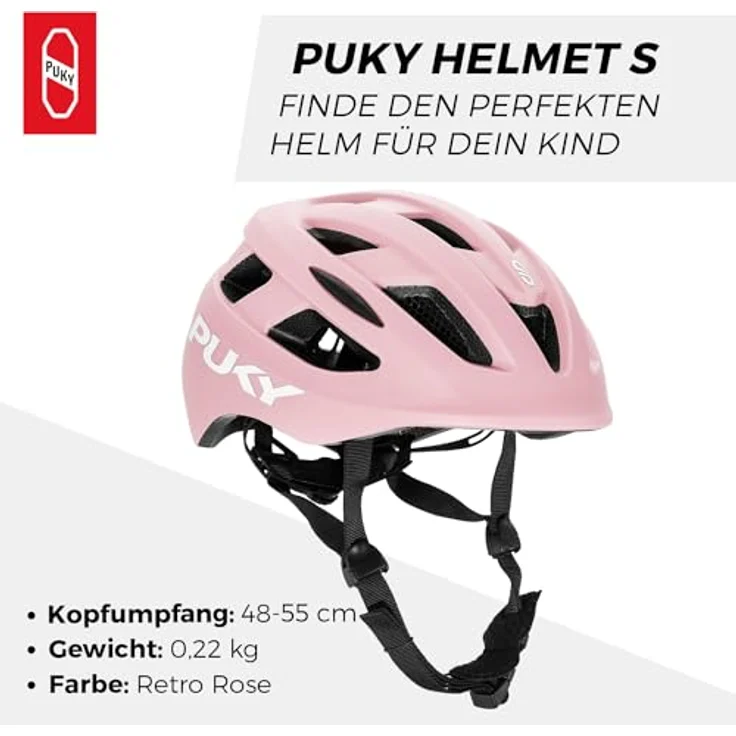 PUKY Helmet S Rosa | Kinder Fahrradhelm 48-55 cm | Leichtgewicht 220g | Maximaler Schutz & Belüftung | 360° Sichtbarkeit durch Licht-Modul | Ideal für Sicherheit und Komfort auf dem Fahrrad – Bild 3