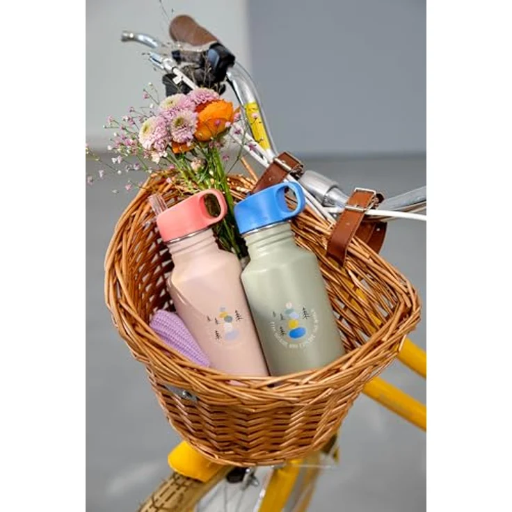 Lässig Edelstahl Trinkflasche Sunny Explorer, aus 90 % recyceltem Edelstahl, grün/blau, auslaufsicher und handlich für Kinder – Bild 4