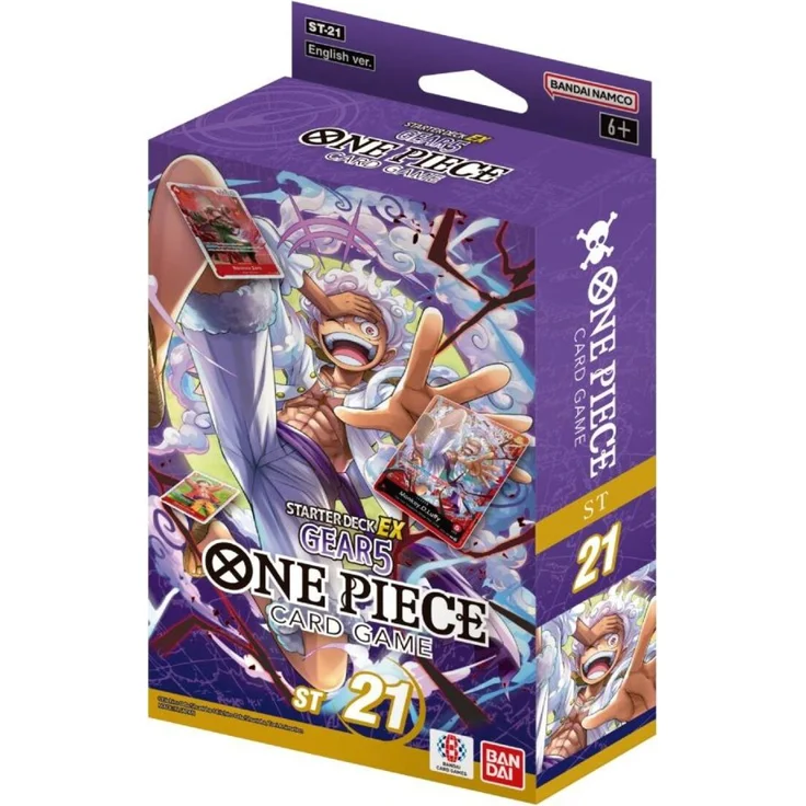 Bandai One Piece Card Game -Gear5- ST21 Starter Deck EX (EN) - Gear 5 Anführerkarte, 51 vorgefertigte Karten, 10 DON!! Karten, 70 Kartenhüllen, 1 Bonus-Pack, Spielmatte (Englisch)