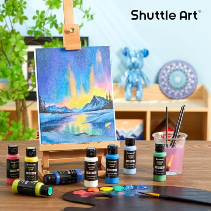 Shuttle Art Acrylfarben Set, 16 Chamäleonfarben mit Perlglanz, 60ml Flaschen, geeignet für Leinwand, Glas, Holz und mehr – Bild 2