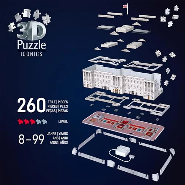 Ravensburger 3D Puzzle Iconics: Buckingham Palace - mit LED Beleuchtung und 216 Puzzleteilen, 18,90 cm x 40,90 cm x 15,90 cm – Bild 3