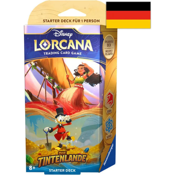 Ravensburger Spielverlag Disney Lorcana: Die Tintenlande - Starter Deck Rubin und Saphir (Deutsch) - Vorgefertigtes Deck mit 60 Karten und 2 Foil-Karten