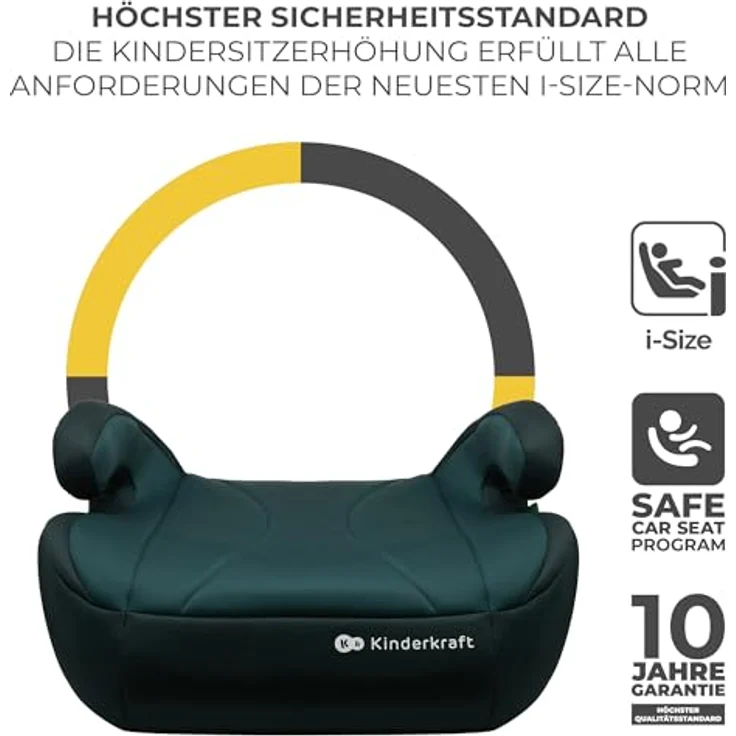 Kinderkraft I-BOOST i-Size Sitzerhöhung für Kinder (135-150 cm), inkl. Isofix, 2,5 kg, grün – Bild 5