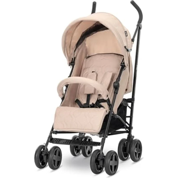 Lorelli Buggy IDA, Kinderwagen mit verstellbarer Rückenlehne und schwenkbaren Vorderrädern, Farbe: beige-schwarz – Bild 2