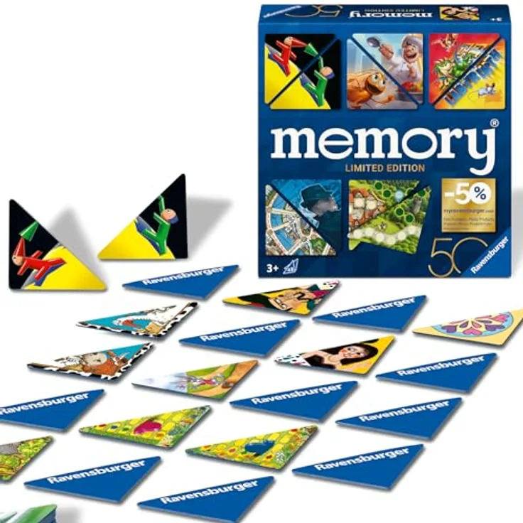 Ravensburger memory® 50 Jahre Blaues Dreieck, Brettspiel in Blau, 22463