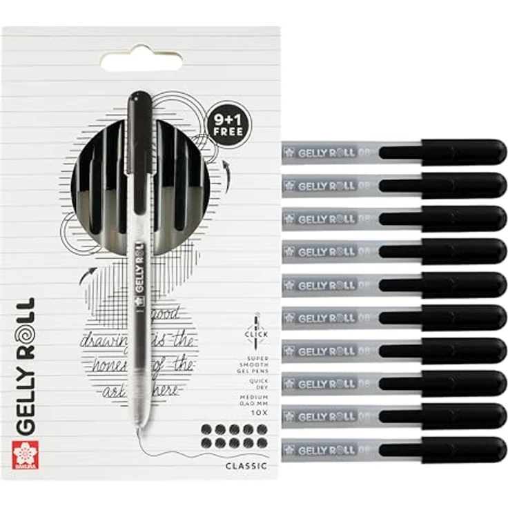 Sakura Gelly Roll Retractable Classic, Gelschreiber transparent 0,4 mm, 10x schwarz (9 + 1 GRATIS) – Bild 2