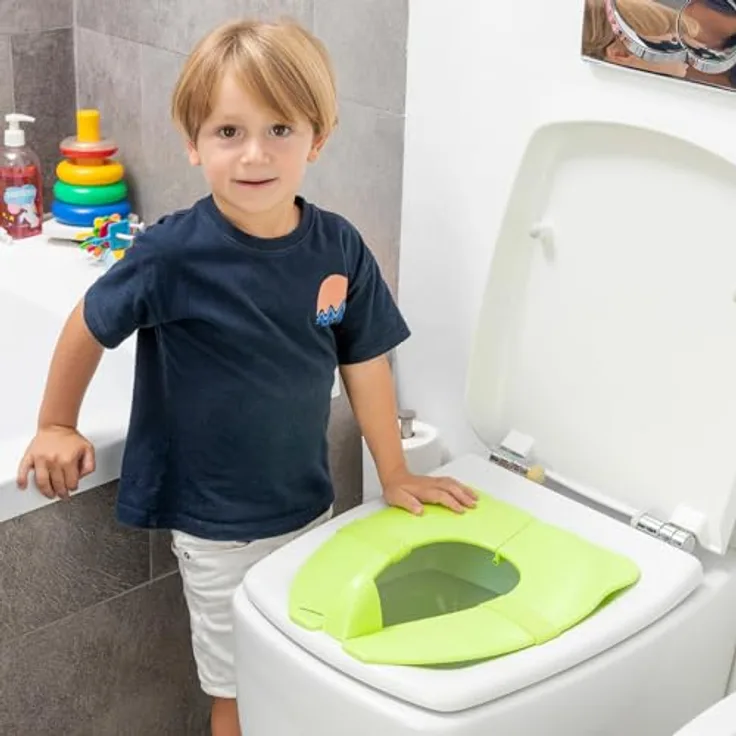 InnovaGoods® WC-Adapter für Kinder, zusammenklappbar, mit rutschfester Unterseite, platzsparend, tragbarer Babysitz inklusive Tragetasche, einfache Reinigung. Vater für Kinder, Farbe: Grün.