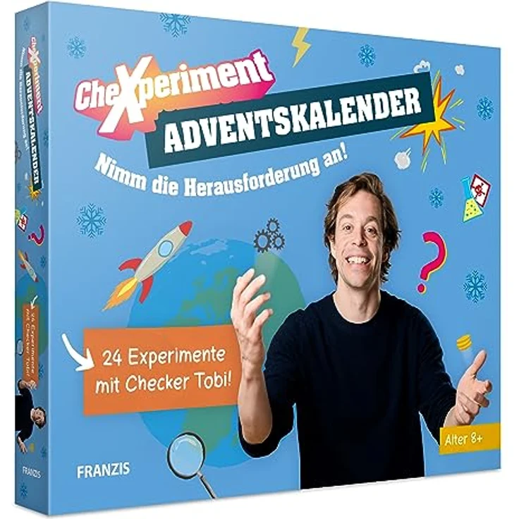 FRANZIS 67220 - CheXperiment Adventskalender, 24 lustige und verblüffende Experimente mit Checker Tobi, für Kinder ab 8 Jahren – Bild 1