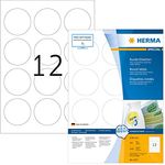 Universal Etiketten ablösbar rund, 100 Blatt, Ø 60 mm, 12 Stück pro A4 Bogen, 1200 Aufkleber, selbstklebend, bedruckbar, matt, blanko Klebeetiketten aus Papier, weiß